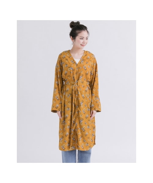 ☆サナタナ☆ロングガウンコートとアーバンリサーチ花柄ワンピース セール】ダークフラワーシフォンガウンワンピース(500270182