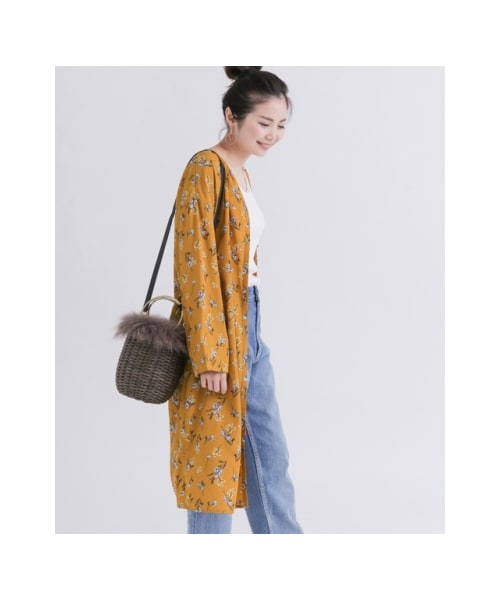 ☆サナタナ☆ロングガウンコートとアーバンリサーチ花柄ワンピース セール】ダークフラワーシフォンガウンワンピース(500270182