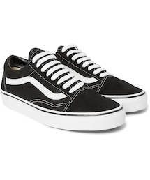 VANS | Vans Old Skool Leather-Trimmed Canvas And Suede Sneakers(スニーカー)