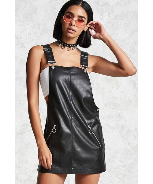 FOREVER 21（フォーエバー トゥエンティーワン）の「FOREVER 21 Faux Leather Overall Dress（ワンピース）」 WEAR