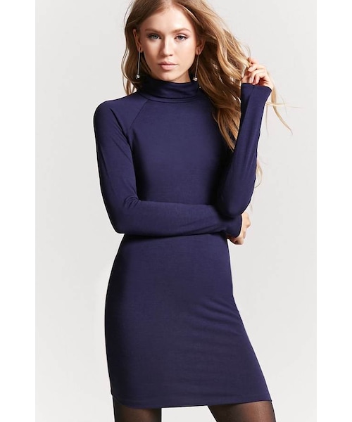 FOREVER 21（フォーエバー トゥエンティーワン）の「FOREVER 21 Turtleneck Bodycon Dress（ワンピース・レディース・Black/Gold/Pink/Blue・Small/Medium/Large）」の2枚目の写真