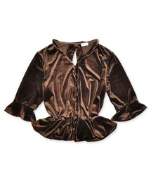 flower | backless velour top ～ﾊﾞｯｸﾚｽﾍﾞﾛｱﾄｯﾌﾟ(Tシャツ/カットソー)