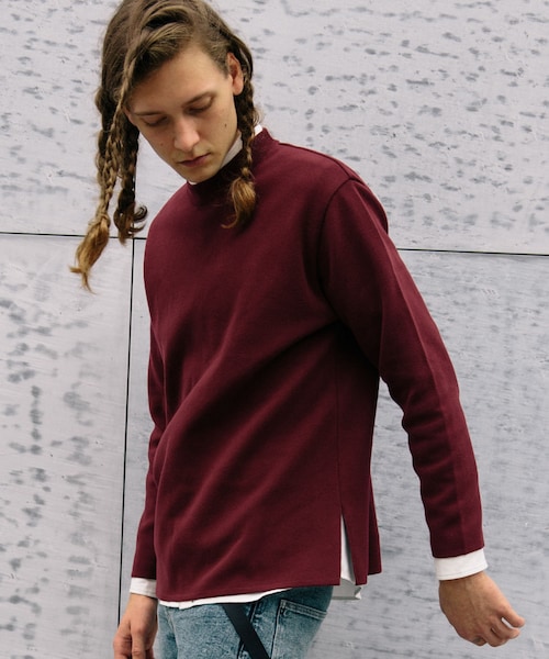 LIDNM(リドム)の「ミラノリブオフショルダーニット(ニット/セーター・メンズ・ダークチェリー・S, M, L)」の3枚目の写真