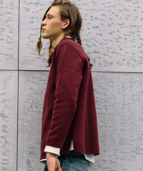 LIDNM(リドム)の「ミラノリブオフショルダーニット(ニット/セーター・メンズ・ダークチェリー・S, M, L)」の4枚目の写真