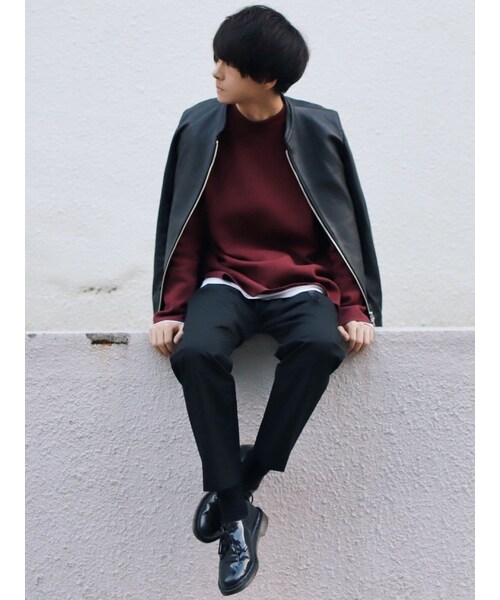 LIDNM(リドム)の「ミラノリブオフショルダーニット(ニット/セーター・メンズ・ダークチェリー・S, M, L)」の6枚目の写真