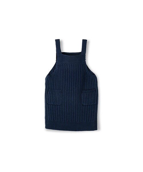 BRANSHES（ブランシェス）の「ニットジャンパースカート（ジャンパースカート・キッズ・ネイビーブルー/ベージュ・90～150）」の2枚目の写真