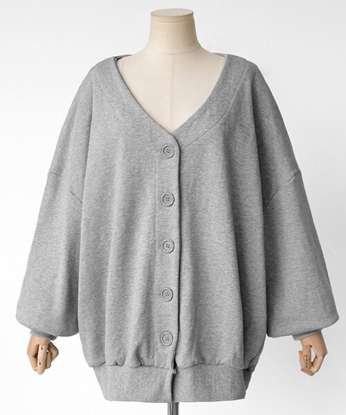 DHOLIC(ディーホリック)の「パフスリーブVネックカーディガン(カーディガン/ボレロ・レディース・ブラック/ブラウン/グレー・FREE)」の2枚目の写真