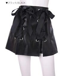 Bobon21 | フェイクレザーレースアップスカパン-全２色-(スカート)