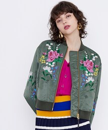 MUVEIL（ミュベール）の「クロスステッチ刺繍ナイロンブルゾン