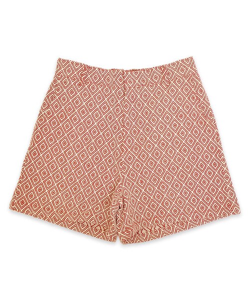 flower（フラワー）の「cheerful jacquard short pants ～ﾁｱﾌﾙｼﾞｬｶｰﾄﾞｼｮｰﾄﾊﾟﾝﾂ（その他パンツ・レディース・beige/blue/red・FREE）」の3枚目の写真