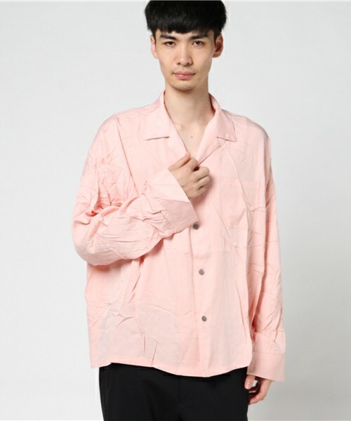 unrelaxing(アンリラクシング)の「オーバーサイズ開襟シャツ ビッグシルエットシャツ(シャツ/ブラウス・メンズ・ブラック/ベージュ/ネイビー/ピンク/ワイン・FREE)」の4枚目の写真