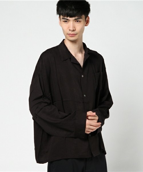 unrelaxing(アンリラクシング)の「オーバーサイズ開襟シャツ ビッグシルエットシャツ(シャツ/ブラウス・メンズ・ブラック/ベージュ/ネイビー/ピンク/ワイン・FREE)」の1枚目の写真