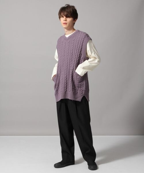 HARE（ハレ）の「BIGニットベスト（トップス・ベージュ/ネイビー/パープル）」の6枚目の写真