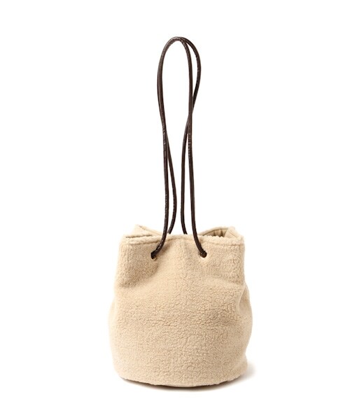 studio CLIP（スタディオクリップ）の「ボア巾着トートバッグ（バッグ・ライトグレー/ベージュ）」の4枚目の写真