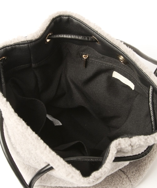 studio CLIP（スタディオクリップ）の「ボア巾着トートバッグ（バッグ・ライトグレー/ベージュ）」の13枚目の写真