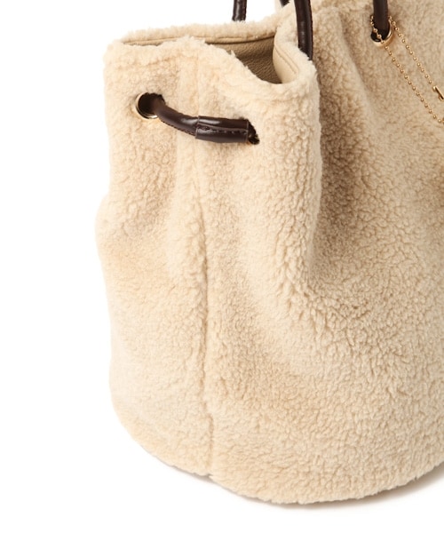 studio CLIP（スタディオクリップ）の「ボア巾着トートバッグ（バッグ・ライトグレー/ベージュ）」の9枚目の写真