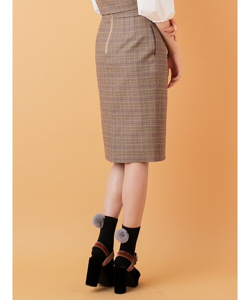 31 Sons de mode（トランテアン　ソン　ドゥ　モード）の「チェック柄タイトスカート《予約アイテム》（スカート・レディース・モデル身長:171cm/ブラウン/グレー・36/38）」の8枚目の写真