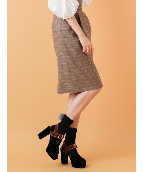 31 Sons de mode（トランテアン　ソン　ドゥ　モード）の「チェック柄タイトスカート《予約アイテム》（スカート・レディース・モデル身長:171cm/ブラウン/グレー・36/38）」の7枚目の写真