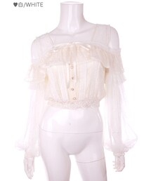 Bobon21 | 肩開きレーストップス-全２色-(Tシャツ/カットソー)