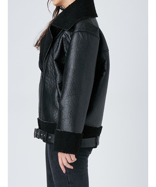 FLOVE(フローブ)の「フェイクムートンライダース(ジャケット/アウター・レディース・ライトグレー/ブラック/ブラウン・F)」の18枚目の写真