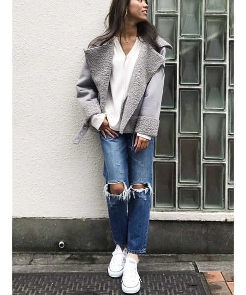 FLOVE(フローブ)の「フェイクムートンライダース(ジャケット/アウター・レディース・ライトグレー/ブラック/ブラウン・F)」の7枚目の写真