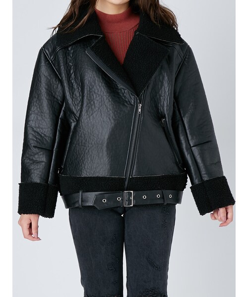 FLOVE(フローブ)の「フェイクムートンライダース(ジャケット/アウター・レディース・ライトグレー/ブラック/ブラウン・F)」の17枚目の写真