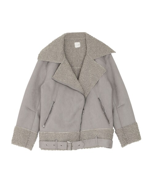FLOVE(フローブ)の「フェイクムートンライダース(ジャケット/アウター・レディース・ライトグレー/ブラック/ブラウン・F)」の2枚目の写真