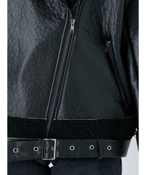 FLOVE(フローブ)の「フェイクムートンライダース(ジャケット/アウター・レディース・ライトグレー/ブラック/ブラウン・F)」の21枚目の写真