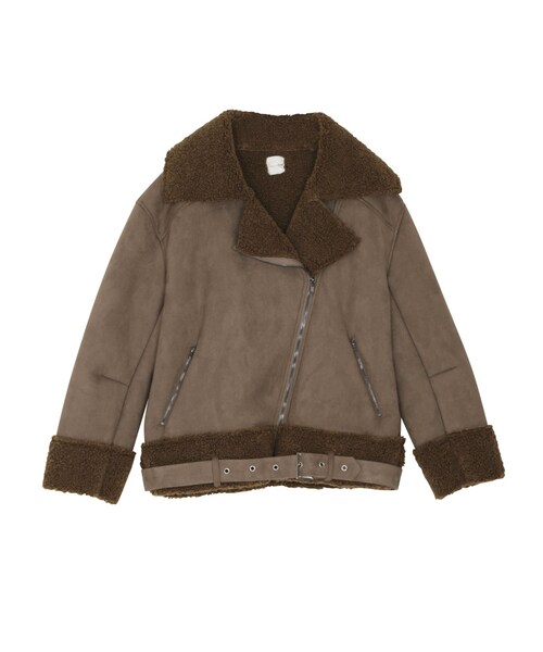 FLOVE(フローブ)の「フェイクムートンライダース(ジャケット/アウター・レディース・ライトグレー/ブラック/ブラウン・F)」の3枚目の写真