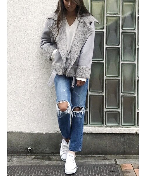 FLOVE(フローブ)の「フェイクムートンライダース(ジャケット/アウター・レディース・ライトグレー/ブラック/ブラウン・F)」の8枚目の写真