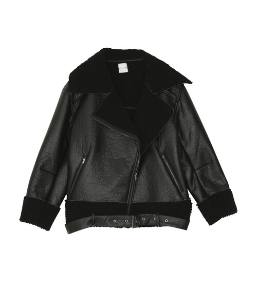 FLOVE(フローブ)の「フェイクムートンライダース(ジャケット/アウター・レディース・ライトグレー/ブラック/ブラウン・F)」の1枚目の写真