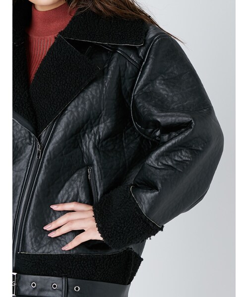 FLOVE(フローブ)の「フェイクムートンライダース(ジャケット/アウター・レディース・ライトグレー/ブラック/ブラウン・F)」の22枚目の写真