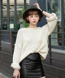 DHOLIC | ロールヘムオーバーサイズニットプルオーバー(ニット/セーター)