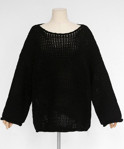 DHOLIC（ディーホリック）の「ロールヘムオーバーサイズニットプルオーバー（ニット/セーター・レディース・ホワイト/ピンク/ブラック・FREE）」の2枚目の写真