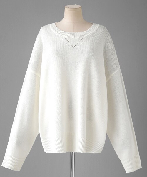 DHOLIC（ディーホリック）の「ネックアイレットニットプルオーバー（ニット/セーター・レディース・イエロー/レッド/ホワイト/グリーン/ベージュ・FREE）」の2枚目の写真