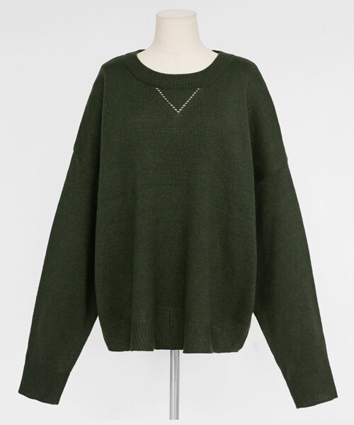 DHOLIC（ディーホリック）の「ネックアイレットニットプルオーバー（ニット/セーター・レディース・イエロー/レッド/ホワイト/グリーン/ベージュ・FREE）」の4枚目の写真