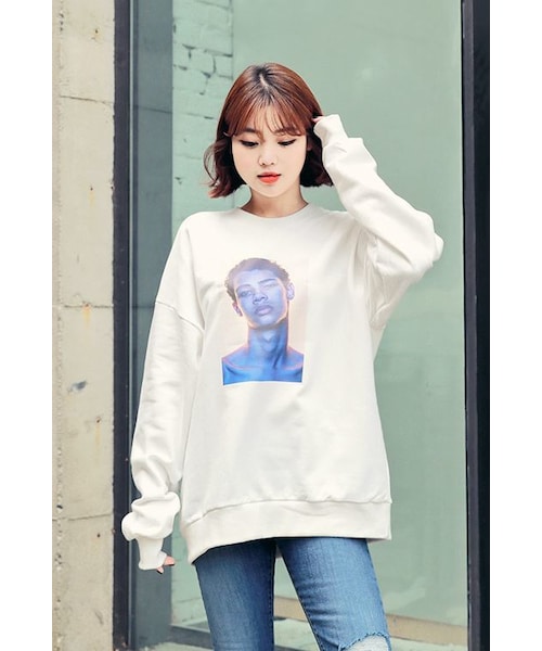 HOTPING（ホッピン）の「メンズプリントプルオーバー（その他トップス・レディース・ブラック/ホワイト/ピンク/グレー・フリーサイズ）」の2枚目の写真