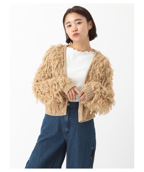 E hyphen world gallery（イーハイフンワールドギャラリー）の「モンスターニットショートトッパー（トップス・ブラック/レッド/ベージュ/ブルー・F）」の10枚目の写真