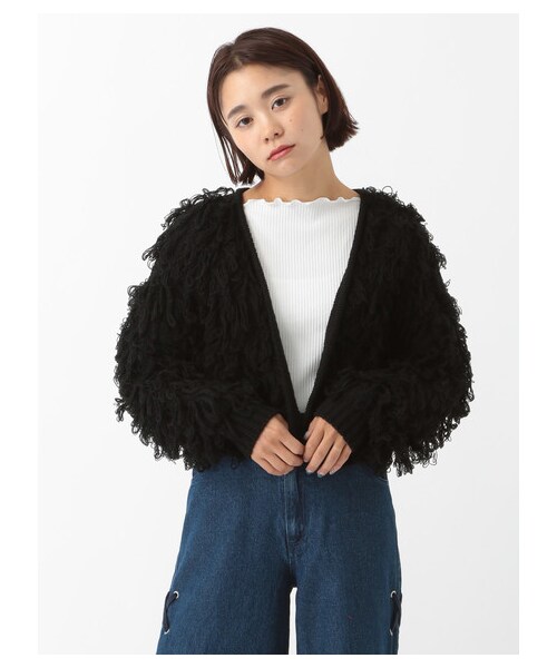 E hyphen world gallery（イーハイフンワールドギャラリー）の「モンスターニットショートトッパー（トップス・ブラック/レッド/ベージュ/ブルー・F）」の8枚目の写真