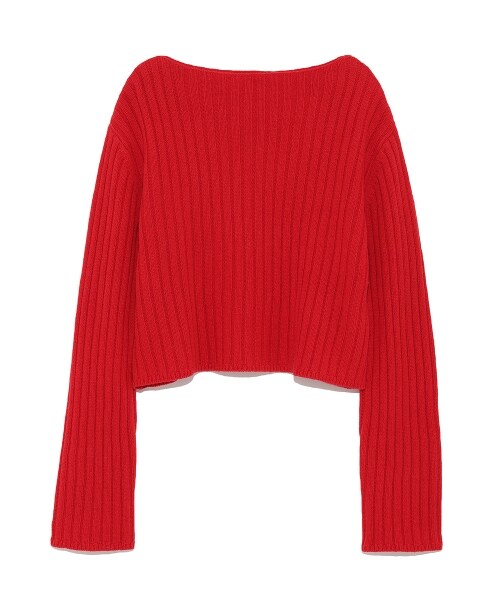 FRAY I.D（フレイアイディー）の「ワイドリブショートニット（ニット・レディース・GRY/RED/BLK・F）」の2枚目の写真