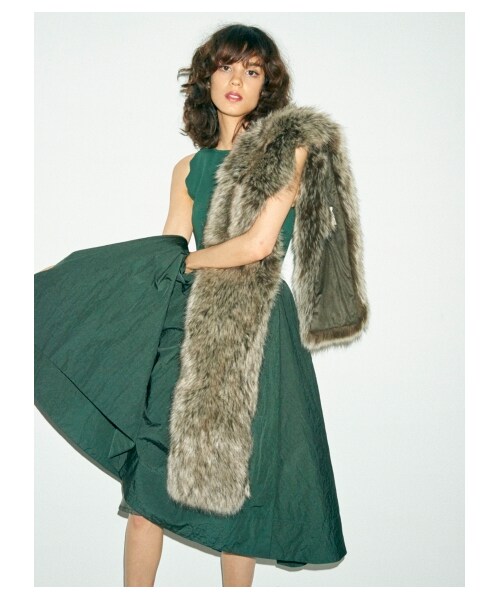 0【美品】FRAY I.D スカラップニットコンビワンピース 緑 FRAY I.D(フレイアイディー)の「スカラップニットコンビ