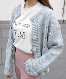 DHOLIC | くるみボタンパンチングニットカーディガン(カーディガン/ボレロ)