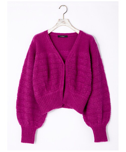 w closet(ダブルクローゼット)の「モヘアボリューム袖カーディガン(トップス・レディース・Lグレー/Lオレンジ/マスタード/Dピンク・FREE)」の3枚目の写真