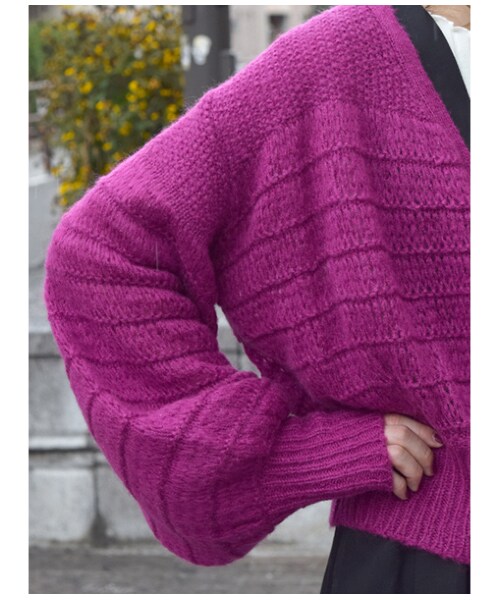 w closet(ダブルクローゼット)の「モヘアボリューム袖カーディガン(トップス・レディース・Lグレー/Lオレンジ/マスタード/Dピンク・FREE)」の13枚目の写真