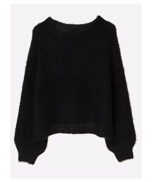 E hyphen world gallery（イーハイフンワールドギャラリー）の「袖ボリュームフェザーニットプルオーバー（トップス・ブラック/ピンク/ライトベージュ/サックスブルー・F）」の2枚目の写真