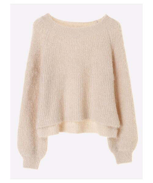 E hyphen world gallery（イーハイフンワールドギャラリー）の「袖ボリュームフェザーニットプルオーバー（トップス・ブラック/ピンク/ライトベージュ/サックスブルー・F）」の8枚目の写真