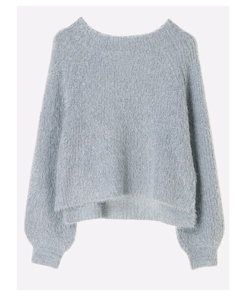 E hyphen world gallery（イーハイフンワールドギャラリー）の「袖ボリュームフェザーニットプルオーバー（トップス・ブラック/ピンク/ライトベージュ/サックスブルー・F）」の9枚目の写真