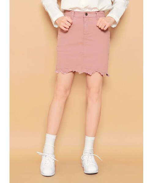 HOTPING（ホッピン）の「ユニークフリンジヘムコットンスカパン（スカート・レディース・ブラック/カーキ/ピンク/アイボリー・S/M/L/XL/XXL/XXXL）」の4枚目の写真