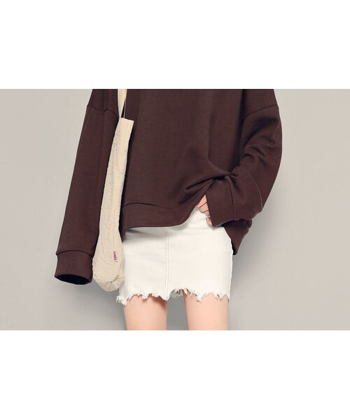 HOTPING（ホッピン）の「ユニークフリンジヘムコットンスカパン（スカート・レディース・ブラック/カーキ/ピンク/アイボリー・S/M/L/XL/XXL/XXXL）」の2枚目の写真