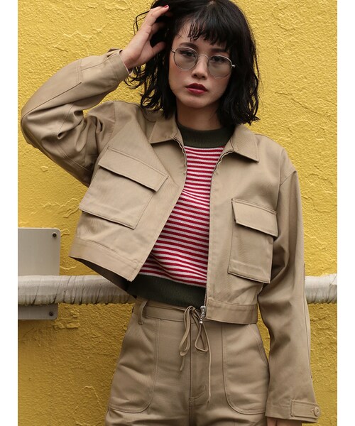 jouetie(ジュエティ)の「Dickies×jouetie JAPAN ワークジャケット(ジャケット/アウター・レディース・イエロー/ターコイズ/ブラウン/ベージュ)」の10枚目の写真